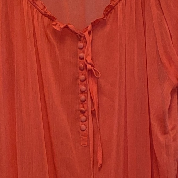 torrid Plus Size 4X Coral Sheer Boho Scoop Neck Casual Blouse 3282 - Picture 3 of 9